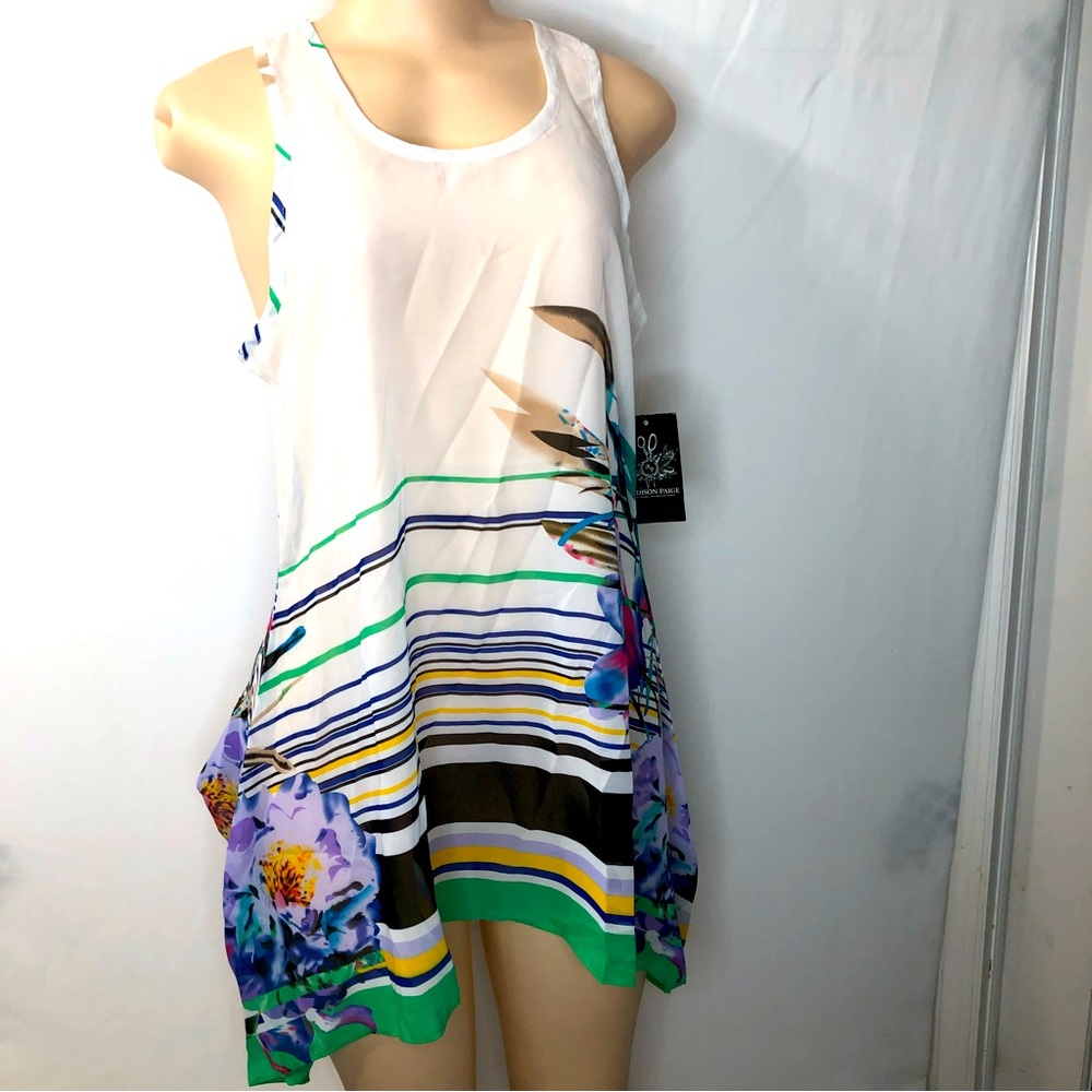 NWT Madison Paige Floral Multicolored Toy. White Green Purple. Size S